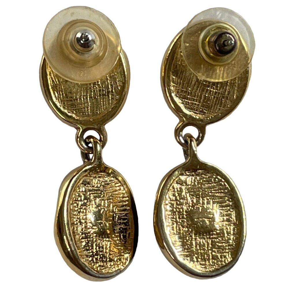 Onyx Pearl Drop Earrings Black Disc Post Backing u - Picture 4 of 4